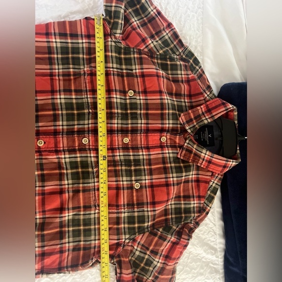 American Eagle Outfitters Orange/Green Plaid Flannel Button Down Shirt Men’s Med - Picture 6 of 8